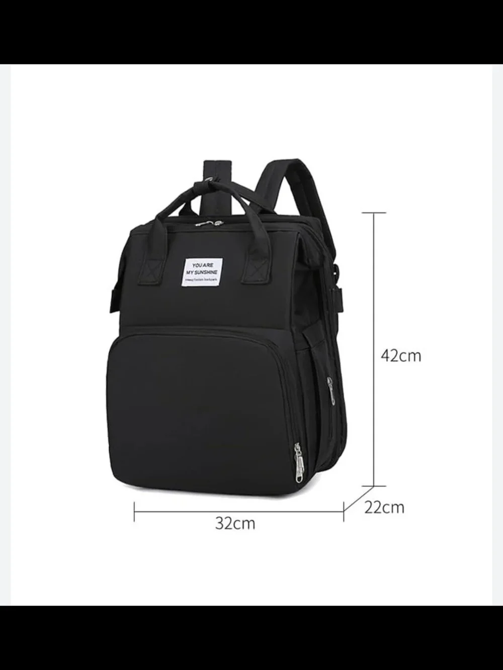Black Multi-Compartment Backpack Diaper With Bassinet Changer